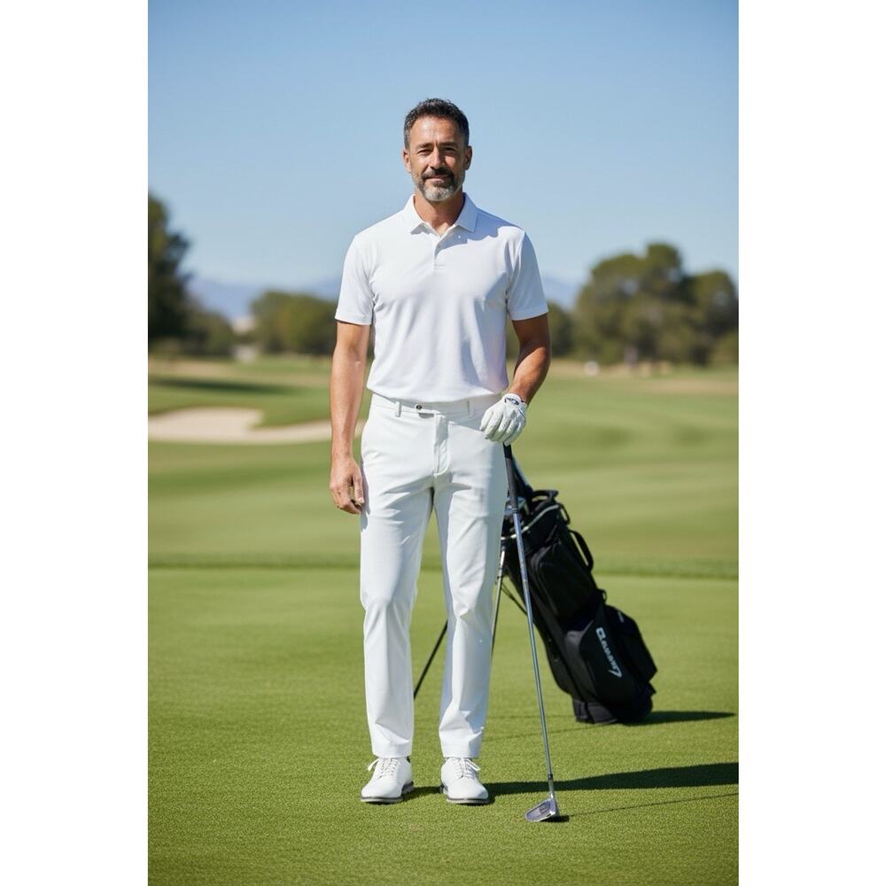 Travis Mathew Mens Golf Pants 42x32 White Chino Straight Leg Polyester